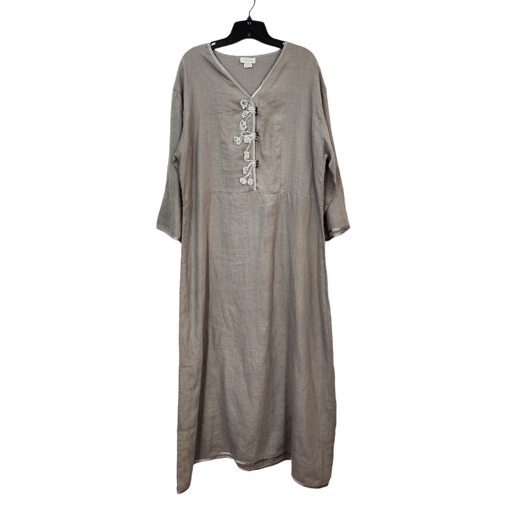 Krista Larson Women's Long Sleeves 100% Linen Kurta Dress - OS